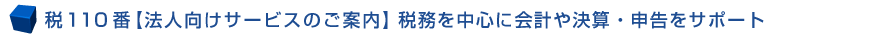 税110番【法人向けサービスのご案内】税務を中心に会計や決算・申告をサポート