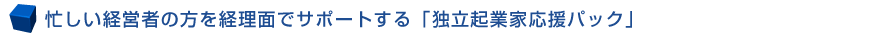忙しい経営者の方を経理面でサポートする「独立起業家応援パック」